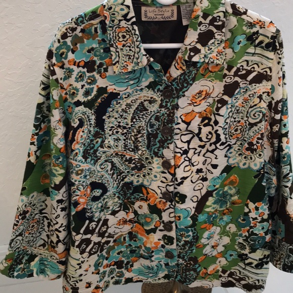 Life Style Jackets & Blazers - Life Style Multi Colored & Sequined Jacket SZ 1X